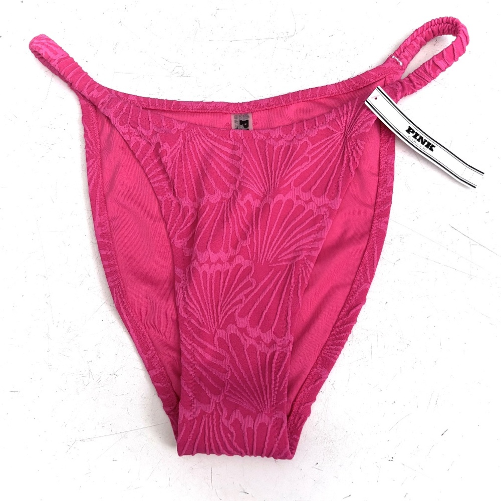 PINK Victorias Secret Nwt Enchanted Pink Scrunchie String Bikini Bottom L